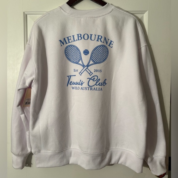WILO The Label Small White Blue Tennis Crewneck Sweatshirt Melbourne Australia - Picture 9 of 10